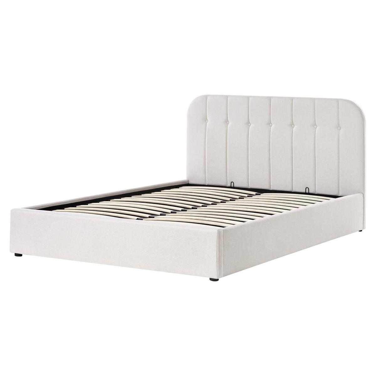 BETT mit Stauraum 160/200 cm Stoff Cremeweiß Challans - Creme, Textil (160/200cm) - Beliani
