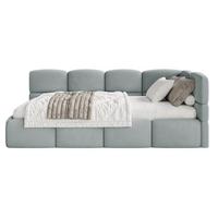 JUGENDBETT Cloudy Grau 120 cm, Easy-Clean-Velours - Schwarz/Grau, Kunststoff/Textil (120/200cm) - Selsey