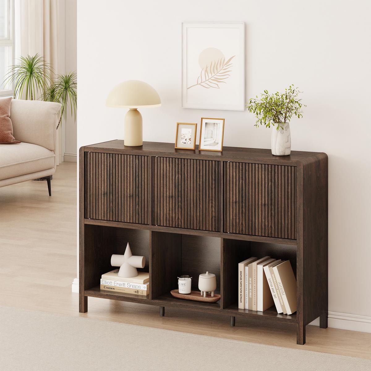 SIDEBOARD Lukkodso - Walnussfarben, Holzwerkstoff (110/76.5/30cm) - [en.casa]