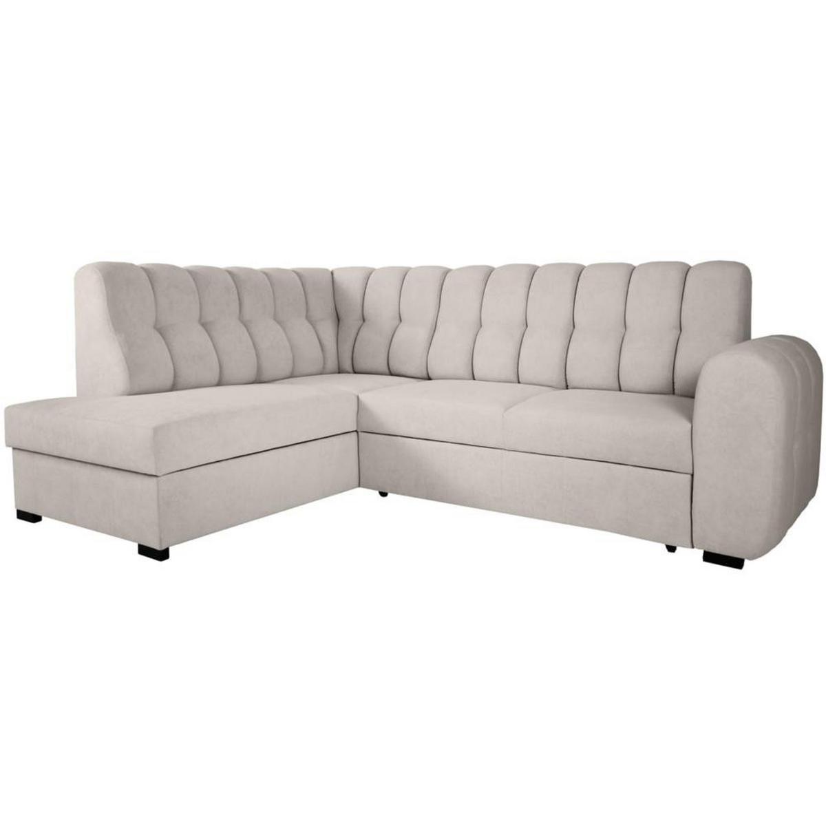 ECKSCHLAFSOFA Zoja links beige - Beige/Schwarz, Textil (261/193cm) - Beautysofa