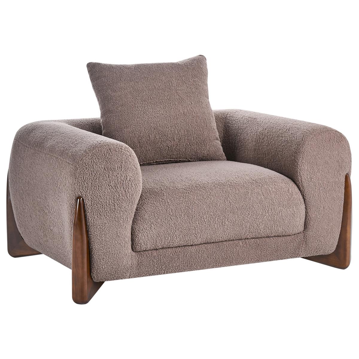 SESSEL Bouclé Braun Vinliden - Braun, Holz/Textil (118/62/87cm) - Beliani