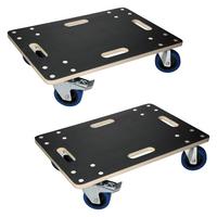 TRANSPORTROLLER 2er Set mit 4 Rollen 2 mit Bremsen 40x60 cm Traglast 800kg Siebdruck Holzplatte Black - Dunkelgrau, Holzwerkstoff (60/40/14.5cm) - ECD-Germany
