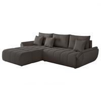 ECKSOFA ARO mit Schlaffunktion und Bettkasten Dunkelbraun - Dunkelbraun/Schwarz, Kunststoff/Textil (280/190cm) - Idohome