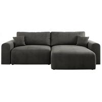 ECKSOFA NELSON Dunkelgrau Velvet - Dunkelgrau/Schwarz, Kunststoff/Textil (274/152cm) - MKS