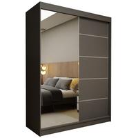 SCHWEBETÜRENSCHRANK MIRELLA 150/216/61 cm 2-türig mit Spiegel Grau - Grau, Holzwerkstoff (150/216/61cm) - MASSENO