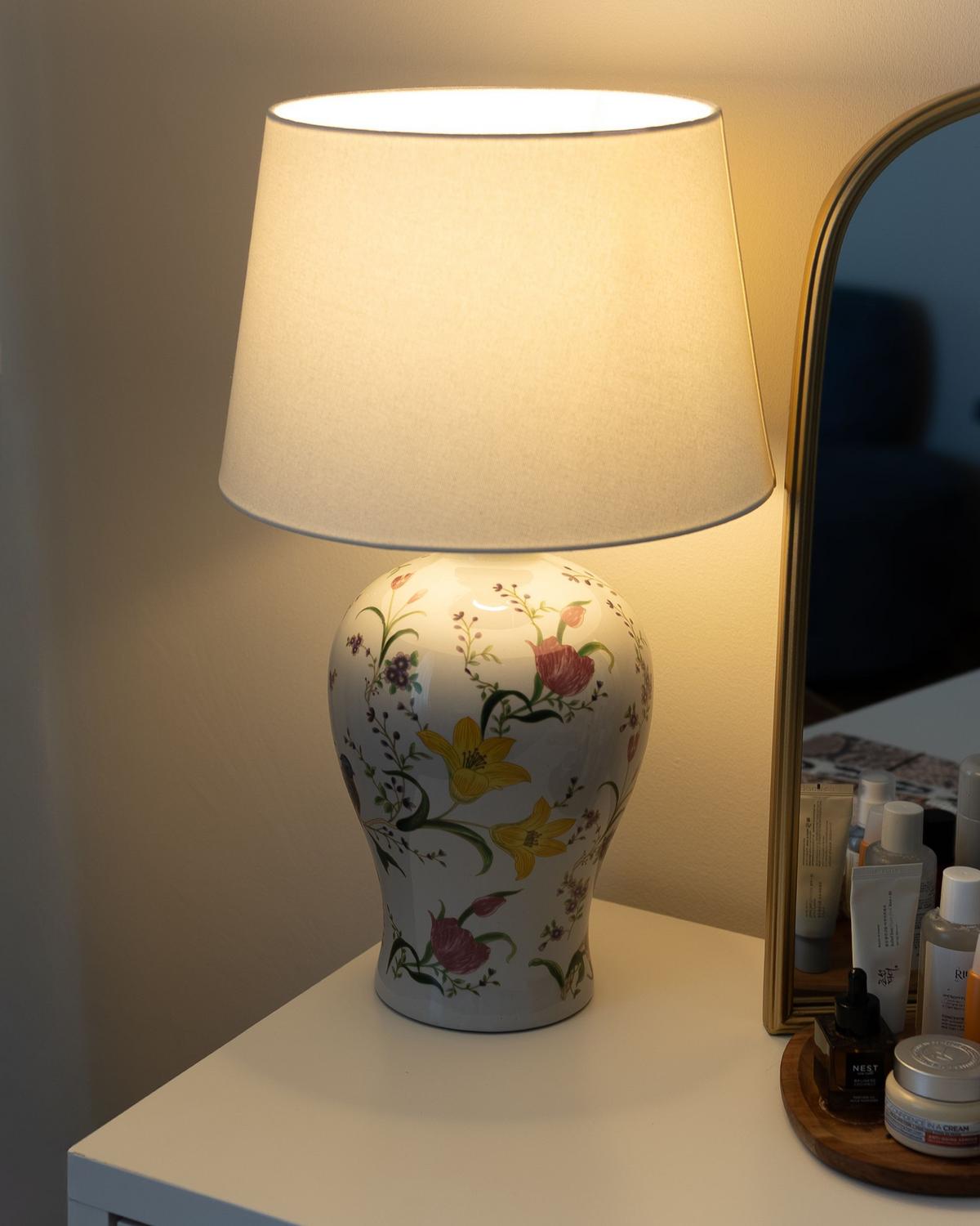 TISCHLAMPE Porzellan Weiß Febros - Pink/Gelb, Keramik (36/36/61cm) - Beliani