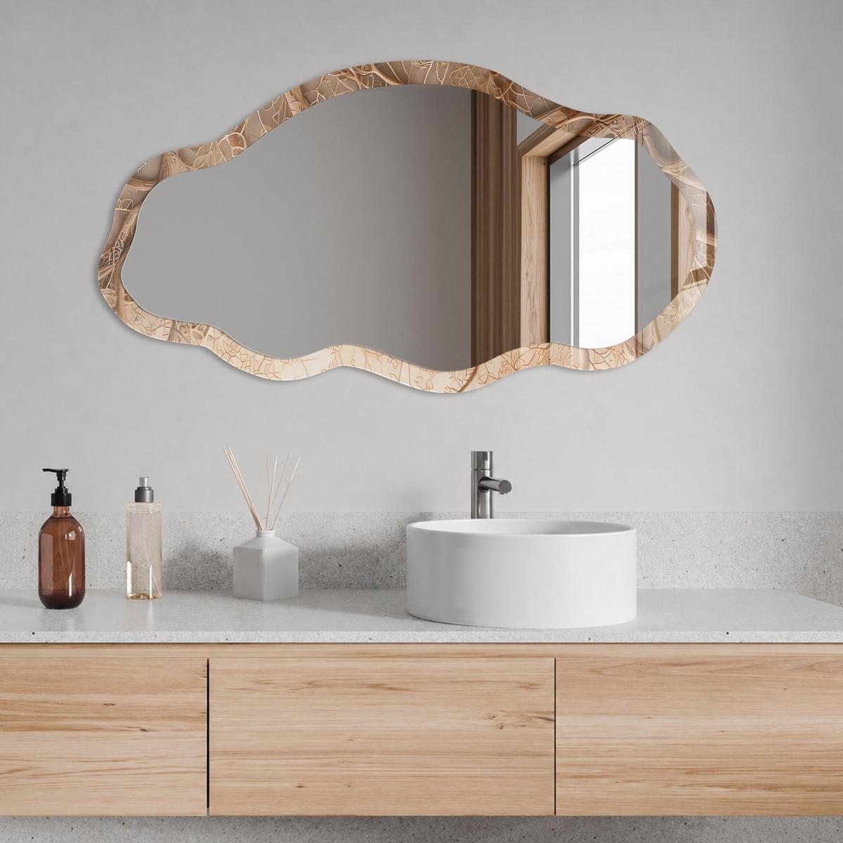 SPIEGEL 90x45 cm asymmetrisch mit Druck - Pflanzenweben - Transparent, Glas (45/90/0.4cm) - TULUP