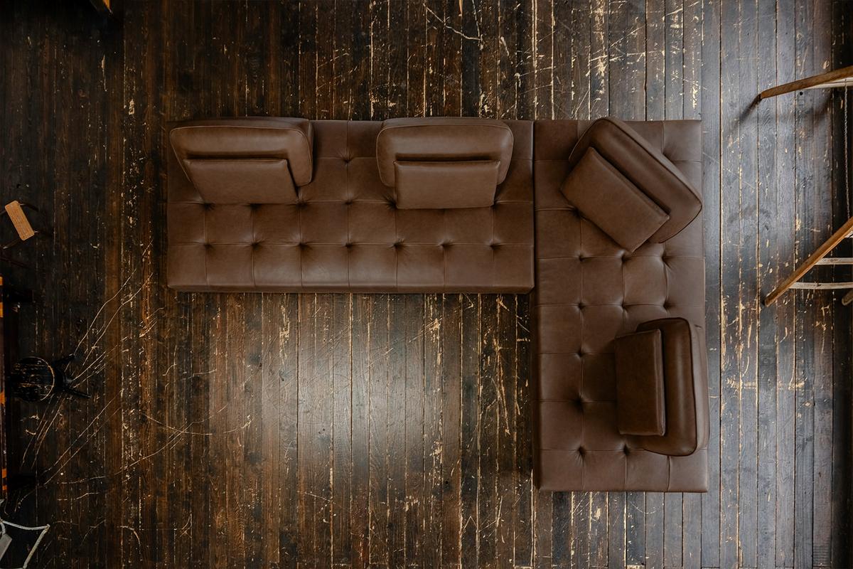 MODULSOFA WIOLO Dunkelbraun Leder - Dunkelbraun/Silberfarben, Leder/Metall (350/83/240cm) - KAWOLA