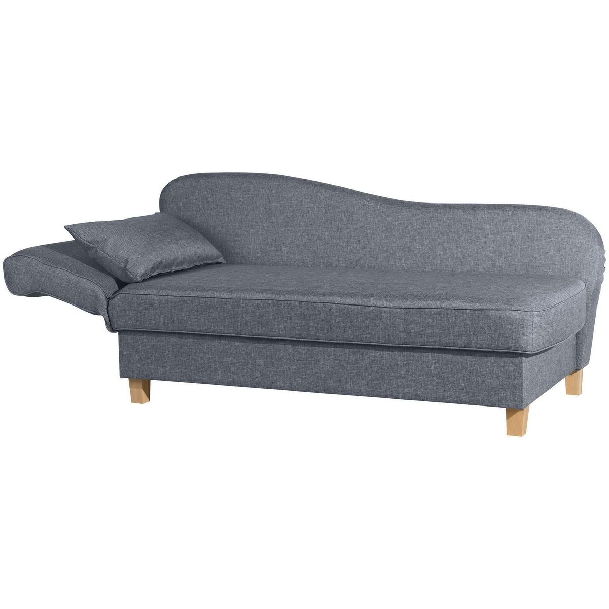 RECAMIERE mit Armteil links klappbar Katia Bezug Flachgewebe Buche natur / denim - Blaugrau, Kunststoff (190/82/88cm) - 58aufmkessel