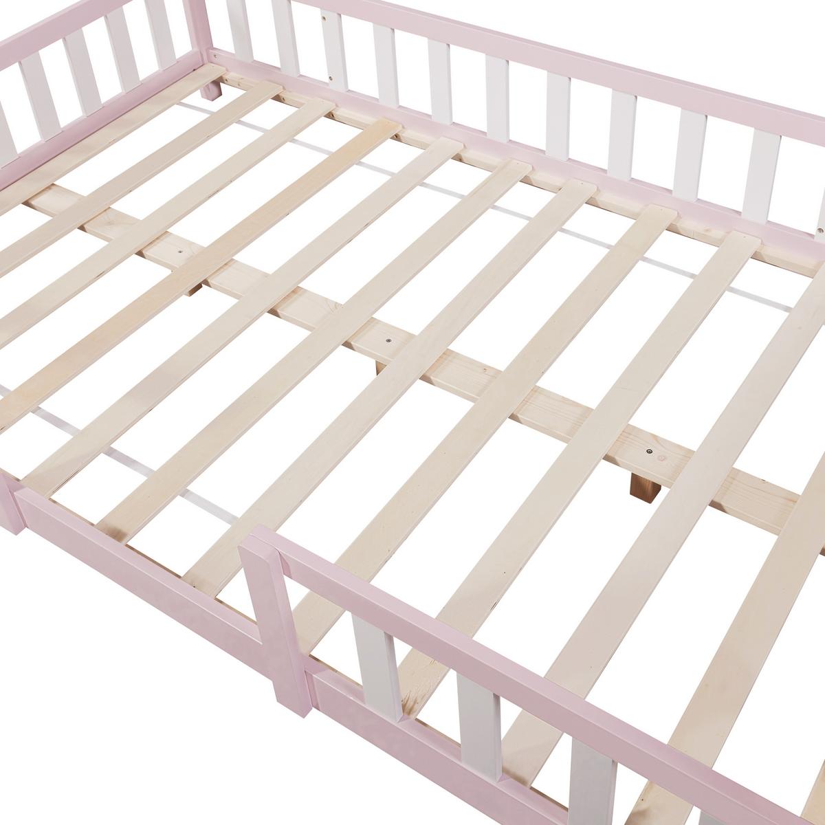 HAUSBETT Sisimiut - Pink/Weiß, Holz (120/200cm) - [en.casa]