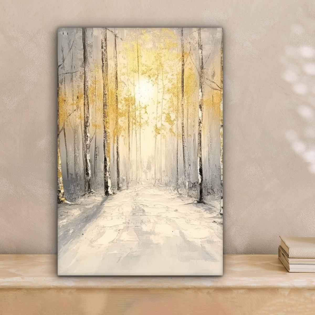 LEINWANDBILD Winter - Abstrakt - Schnee - Natur - Sonne Deko Wohnzimmer 20x30 cm - Grau, Textil (20/30cm) - MuchoWow