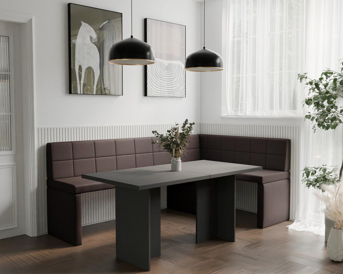 ECKBANK rechts MELVIN Kunstleder, 128/168 cm Braun - Braun, Holz/Kunststoff (128/168cm) - Idohome