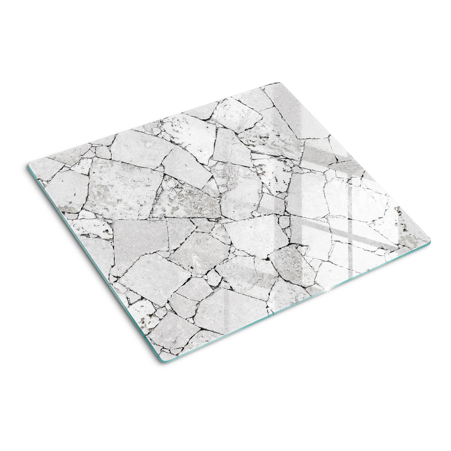 GLASPLATTE 60x52 cm Steinmauer - Weiß, Glas (60/0.4/52cm) - TULUP