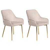 ESSZIMMERSTUHL 2er-Set Samtstoff Beige Loverna - Beige, Textil (54/87/63cm) - Beliani