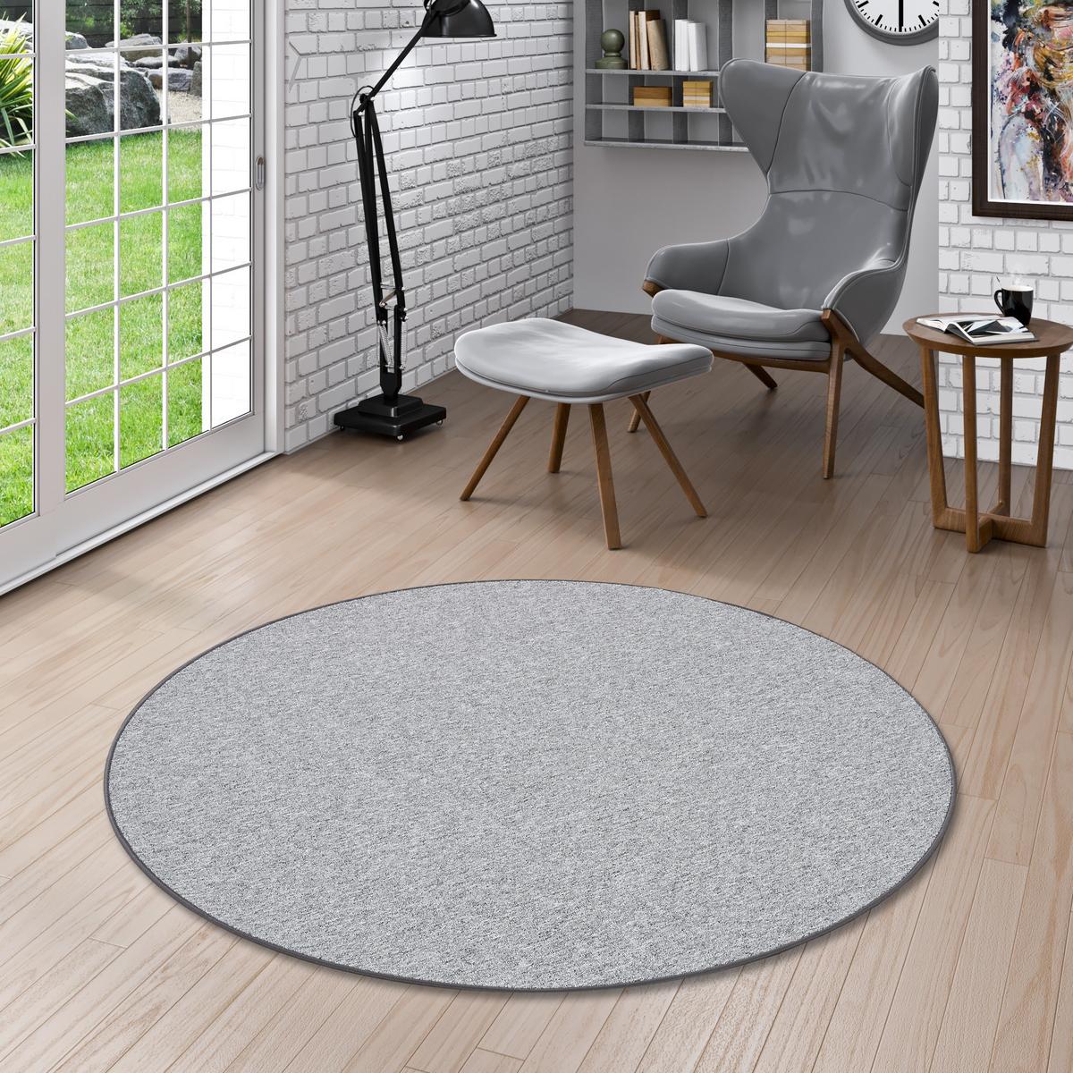 FEINSCHLINGEN VELOUR TEPPICH STRONG RUND - Silberfarben, Textil (200/200cm) - Snapstyle