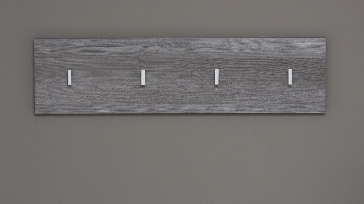 GARDEROBENLEISTE Hochglanz weiß, Sardegna grau, Wandgarderobe 80 x 21 cm - Weiß Hochglanz/Grau, Holzwerkstoff (80/21/2cm) - Top.Furn