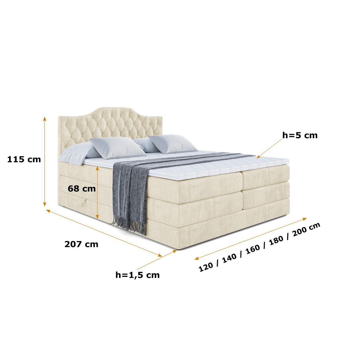 BOXSPRINGBETT VILA-1 KING - 160x200 - H3/H4 - Beige - Beige, Holzwerkstoff (160/200cm) - ALTDECOR