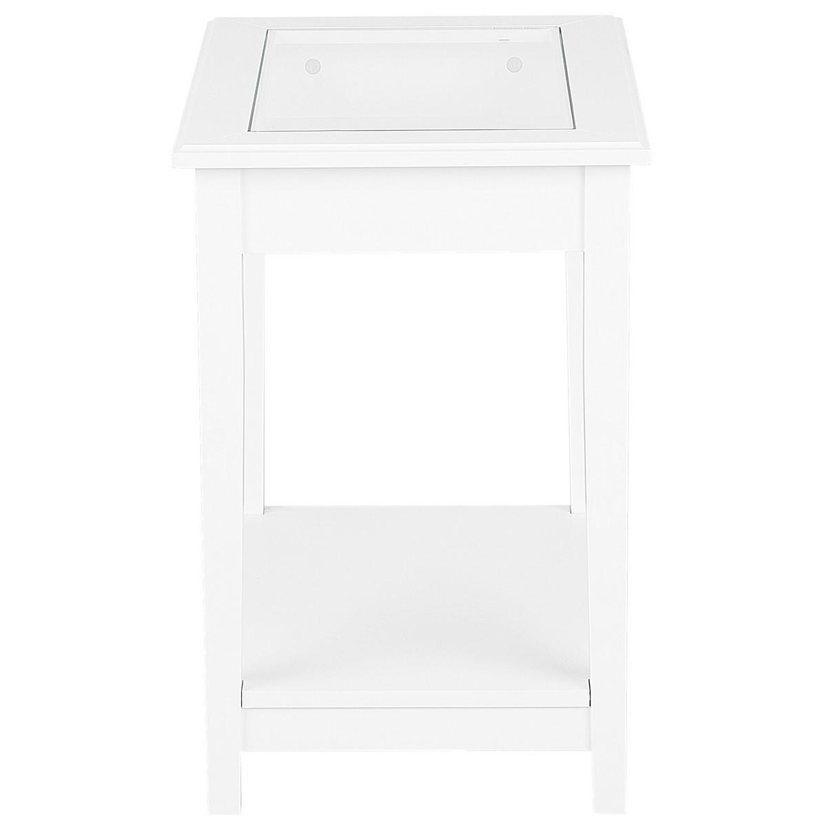 BEISTELLTISCH weiß Glas rechteckig 40/57 cm Attu - Weiß, Holzwerkstoff (40/57/60cm) - Beliani