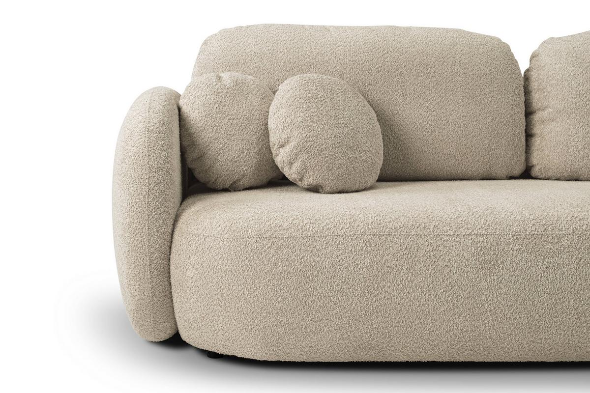 BETTSOFA AMICO Beige Bucle-Stoff mit Schlaffunktion - Beige, Holz (238/86.5/101cm) - MASSENO