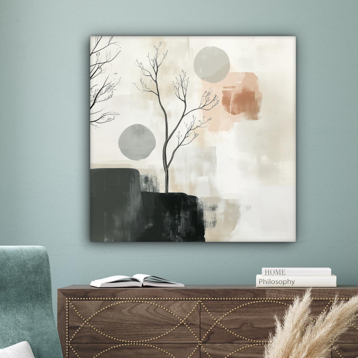 LEINWANDBILD Wabi sabi - Beige - Pflanze Deko Groß 90x90 cm - Sandfarben, Textil (90/90cm) - MuchoWow