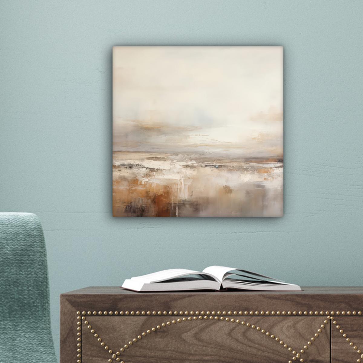 LEINWANDBILD Kunst - Industriell - Grau - Braun - Abstrakt Deko Wohnzimmer 20x20 cm - Sandfarben, Textil (20/20cm) - MuchoWow