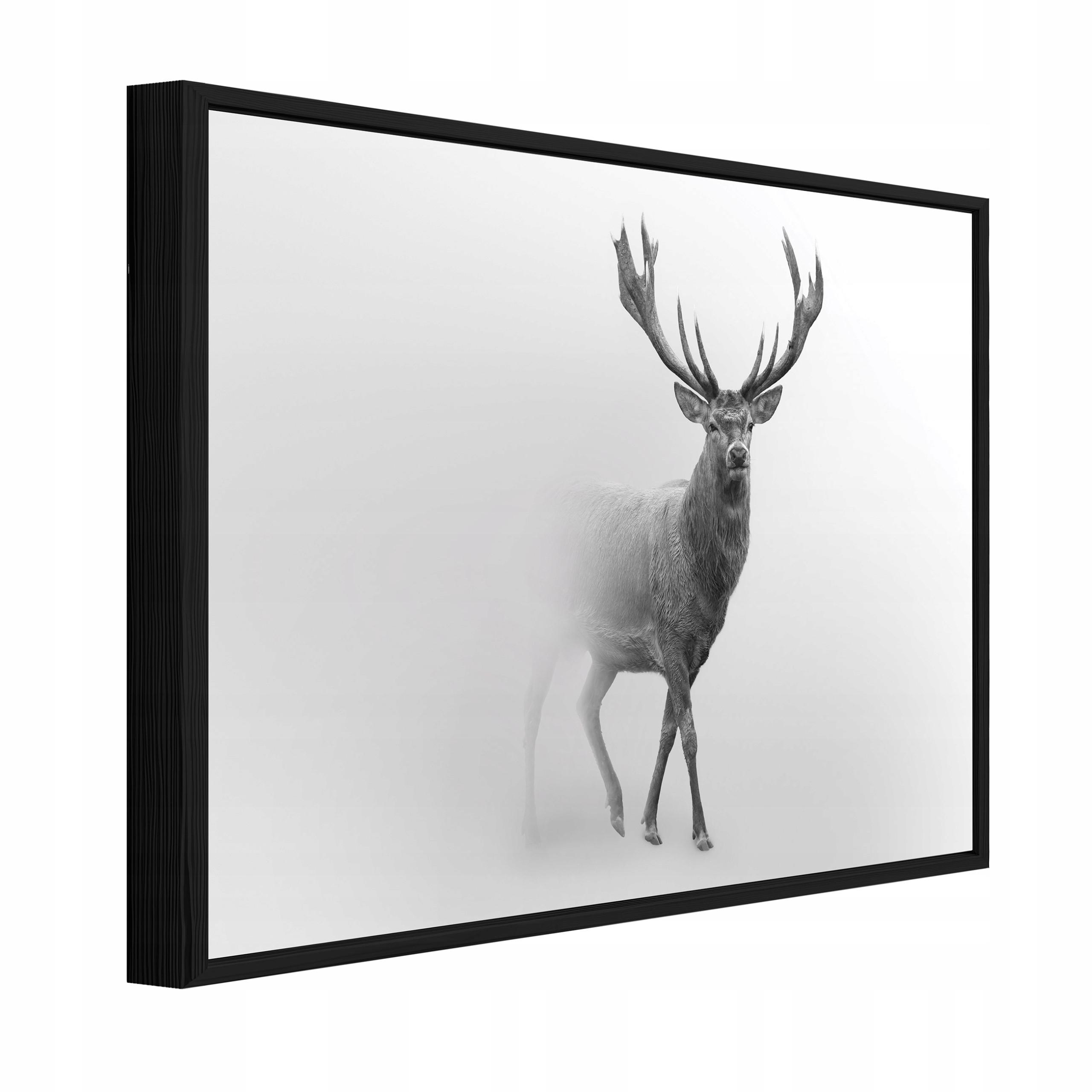 BILDER mit Rahmen Reh Nebel Grau 100x70 cm - Multicolor, Holzwerkstoff (100/70cm) - Wallarena