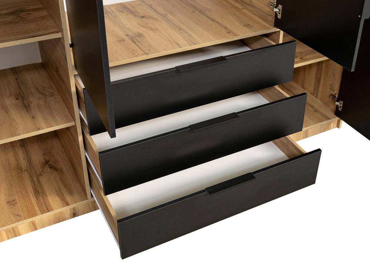 KLEIDERSCHRANK Bali Lux D4 - Schwarz/Braun, Holzwerkstoff/Metall (196/200/58cm) - MIRJAN24