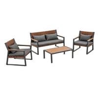 GARTENMÖBEL-SET TEXAS für 4 Personen - Grau, Holzwerkstoff - RAUMHIRSCH FURNITURE