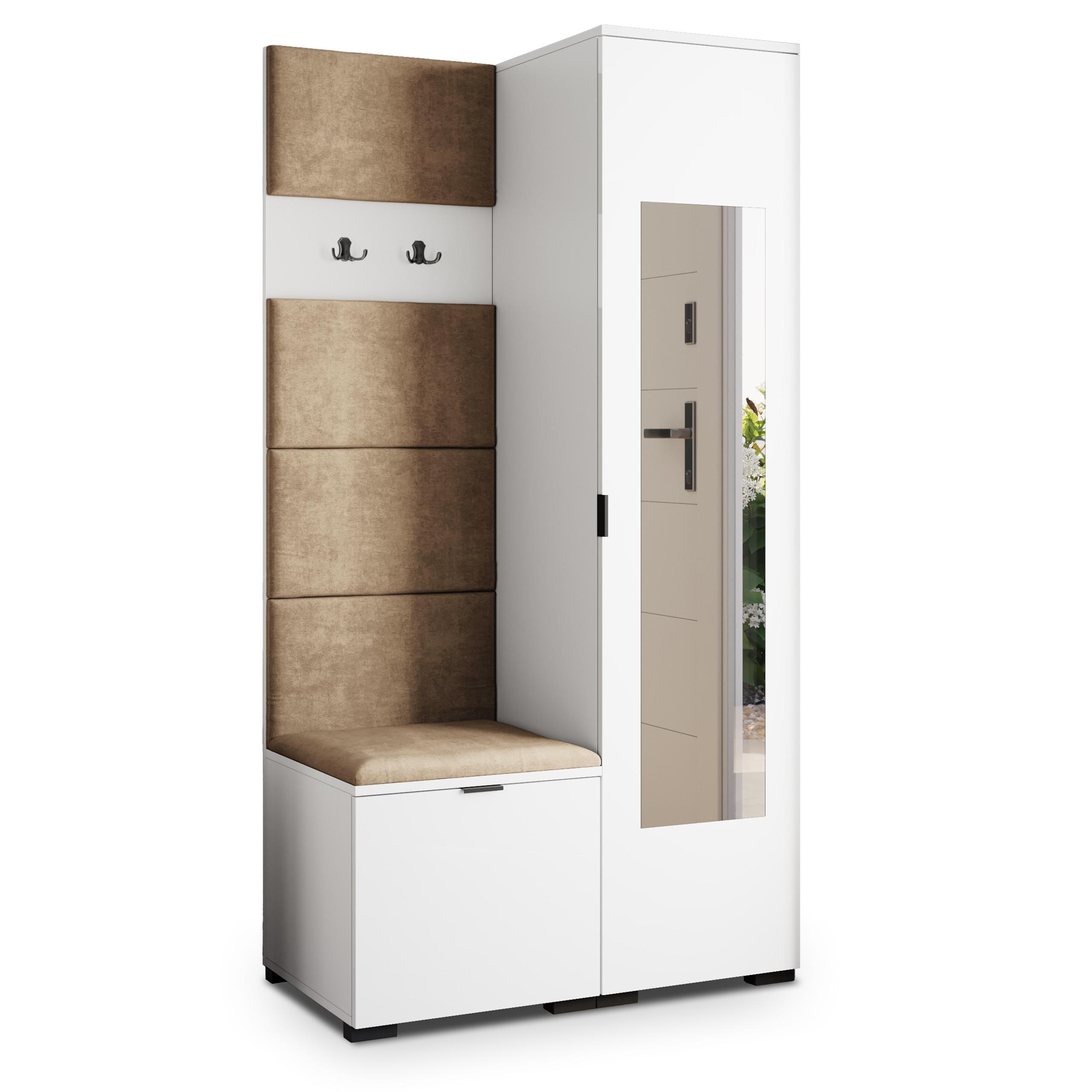 GARDEROBENSCHRANK VIRA 95/181/51 cm Modern Garderobe-Set Weiß - Weiß/Mokka, Holzwerkstoff (95/181/51cm) - MASSENO
