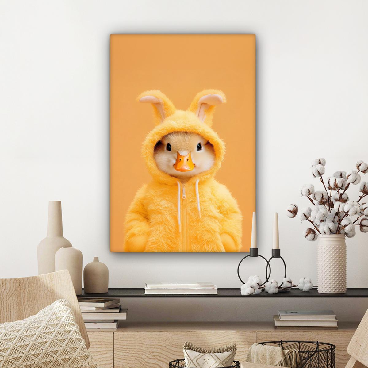 LEINWANDBILD Osterhase - Kostüm - Ente Wanddeko 40x60 cm - Gelb, Textil (40/60cm) - MuchoWow