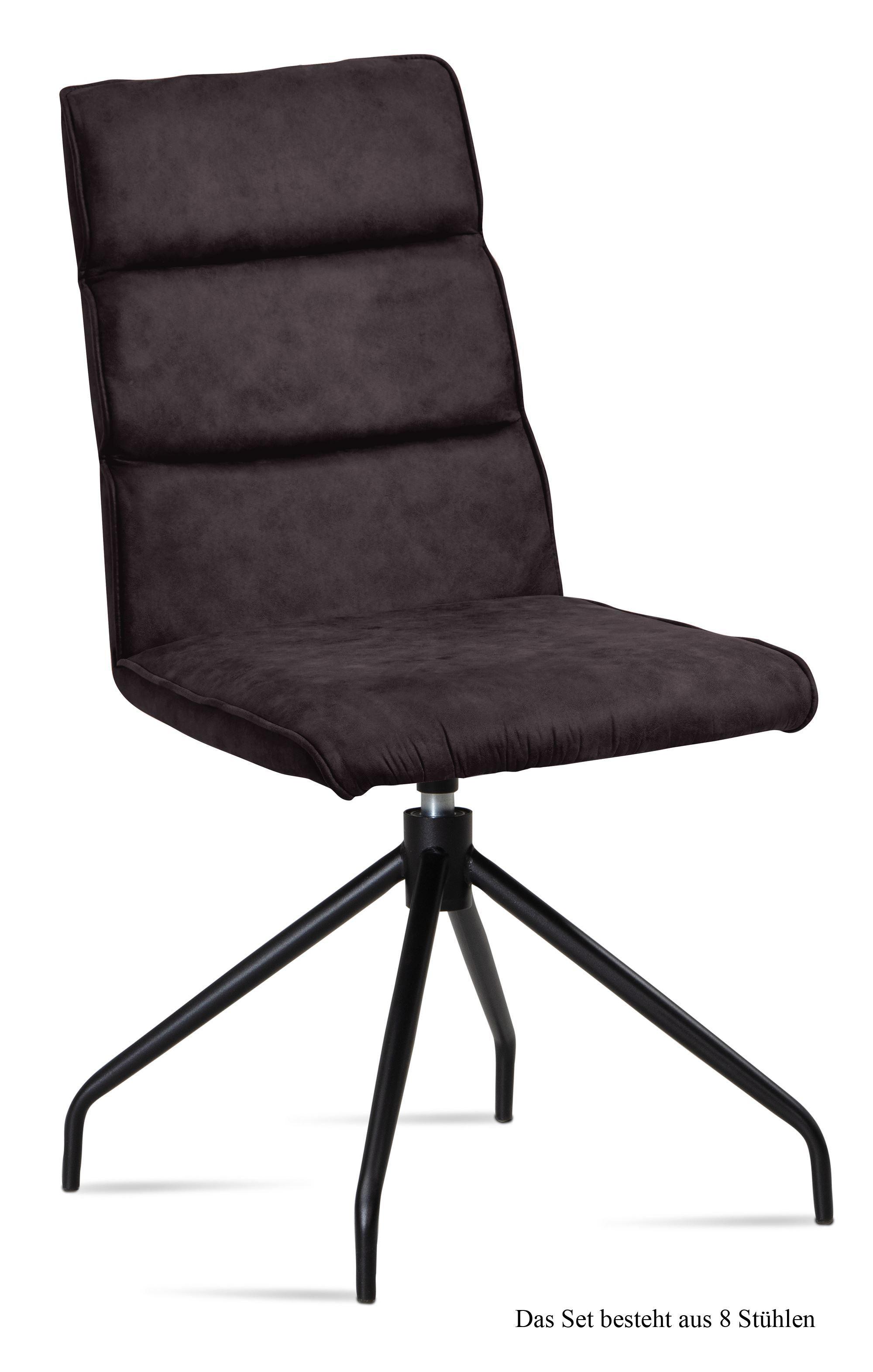 ESSZIMMERSTUHL drehbar (8er-Set) Domini 47x92x60 Schwarz/Espresso - Dunkelbraun/Schwarz, Kunststoff (60/92/47cm) - 58aufmkessel