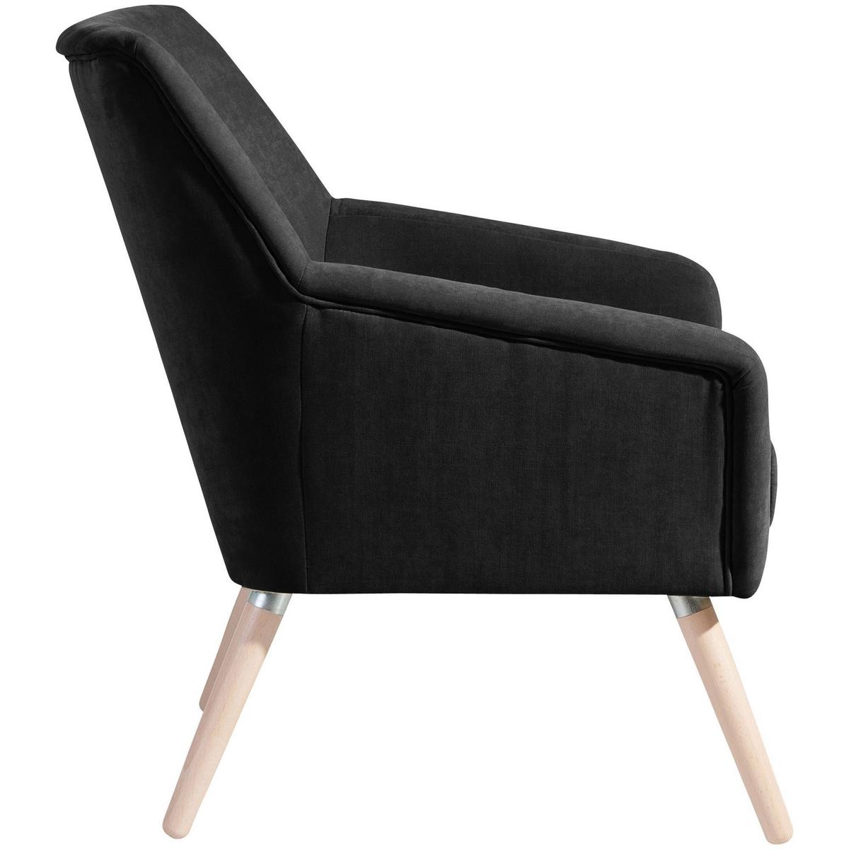 SESSEL Kachka Bezug Veloursstoff Buche natur / schwarz - Schwarz, Kunststoff (71/81/67cm) - 58aufmkessel