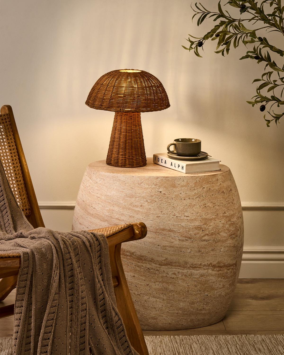 TISCHLAMPE Naturfarben Alero - Naturfarben, Kunststoff (31/31/35cm) - Beliani