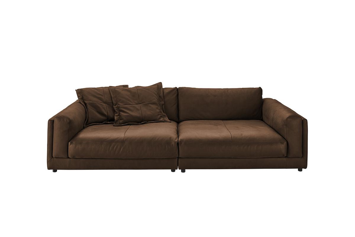 BIG SOFA RAINA Braun Leder - Schwarz/Braun, Leder/Kunststoff (294/85/150cm) - KAWOLA