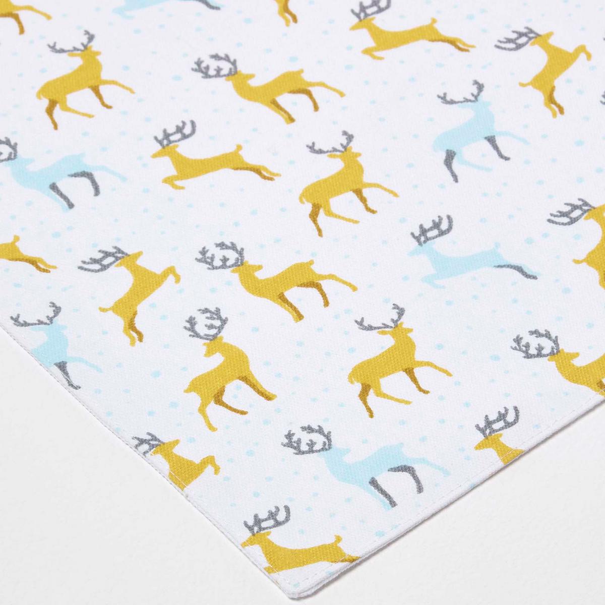 TISCHSET Majestätischer Hirsch 4er-Set, grau-gelbe Platzsets Weihnachten 30/45 cm - Gelb, Textil (30/45cm) - Homescapes