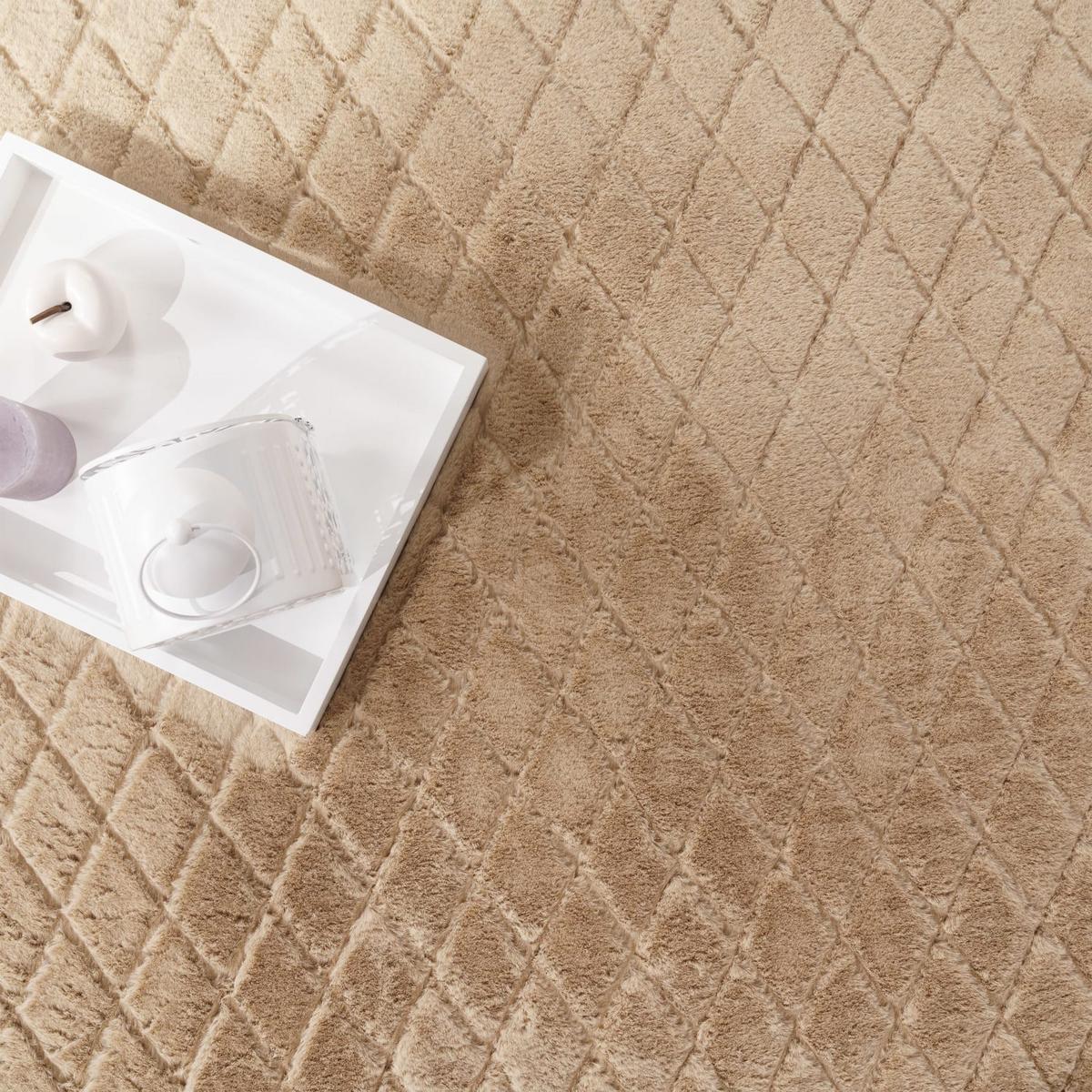 HOCHFLORTEPPICH Rauten Beige 120 x 160 cm - Beige, Kunststoff (120/160cm) - TT Home