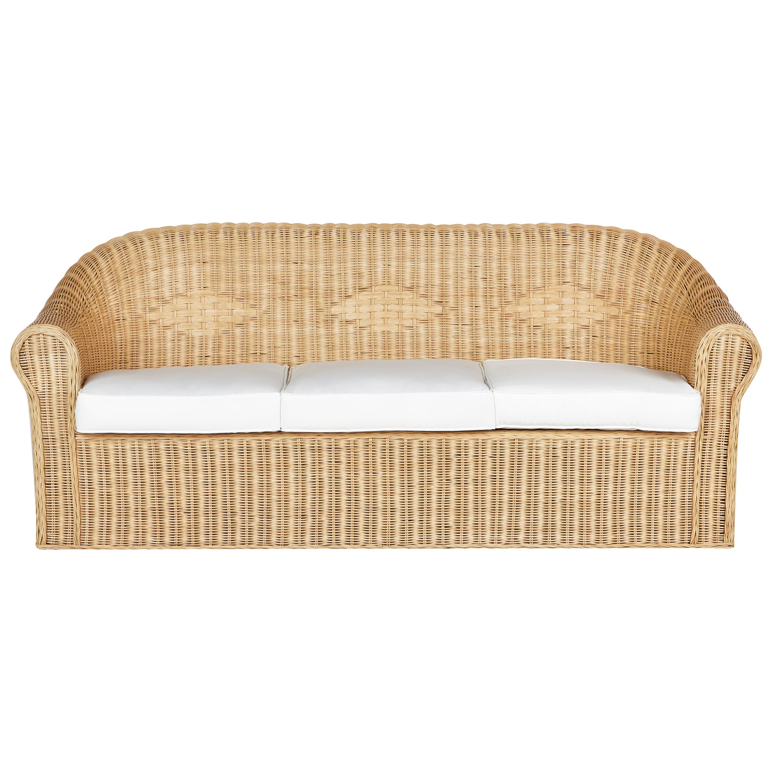 GARTENSOFA 3-Sitzer Rattan natürlich Livadeia - Naturfarben, Naturmaterialien (75/82/202cm) - Beliani