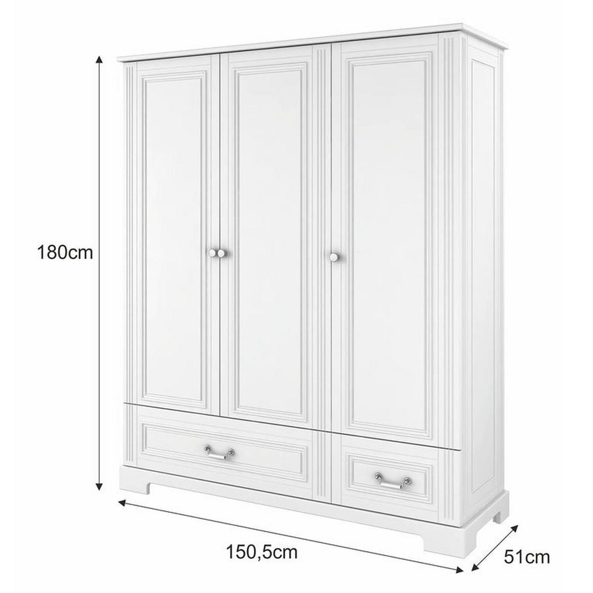 SCHRANK 3 Türen Weiß - Weiß, Holzwerkstoff (150/180/51cm) - Petits-meubles
