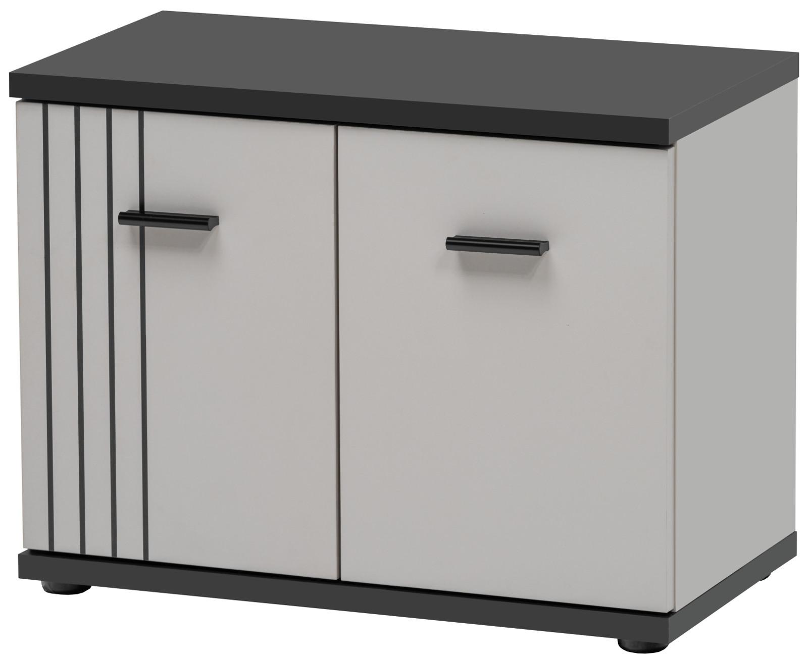 GARDEROBENBANK Kaschmir, schwarz 60 x 46 cm, Garderobenbank mit Streifenmuster - Kaschmir/Schwarz, Holzwerkstoff/Kunststoff (60/46/32cm) - Inn.Furn