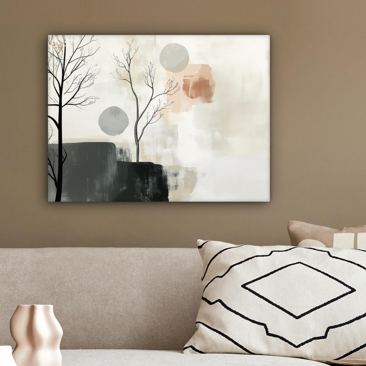 LEINWANDBILD Wabi sabi - Beige - Pflanze Wandbild 40x30 cm - Sandfarben, Textil (40/30cm) - MuchoWow