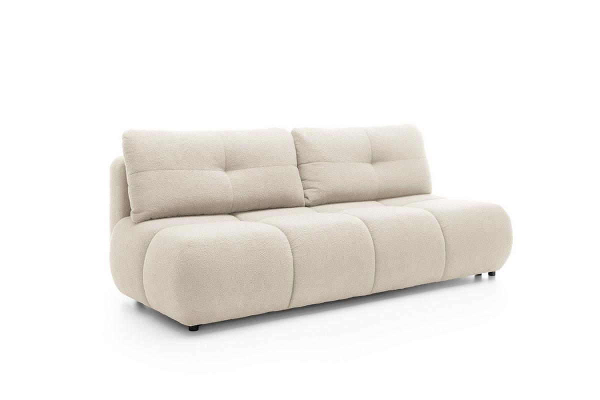 BETTSOFA CORSO Beige Bucle-Stoff mit Schlaffunktion - Beige, Holz (214/89/104cm) - MASSENO