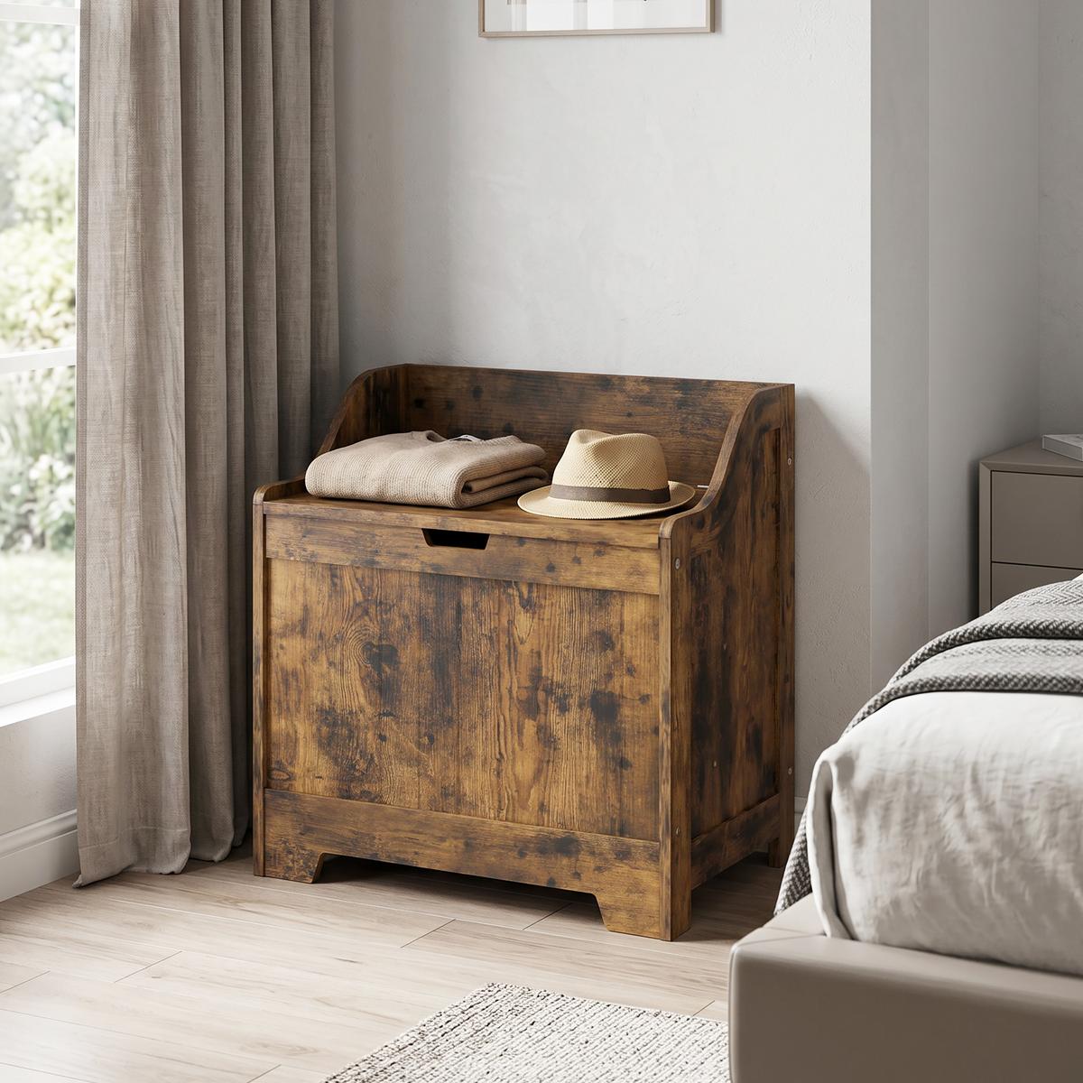 AUFBEWAHRUNGSTRUHE MDF Rustikal-Braun - Braun, Holzwerkstoff (38/56/56.5cm) - HOMCOM