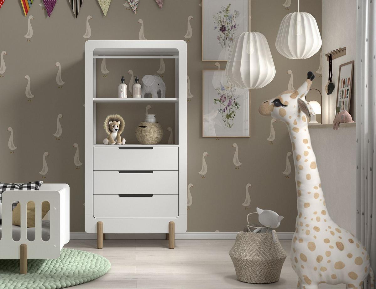 REGALSCHRANK Karyl 88x54x180 aus MDF in der Farbe Weiß - Weiß, Holzwerkstoff (88/180/54cm) - 58aufmkessel