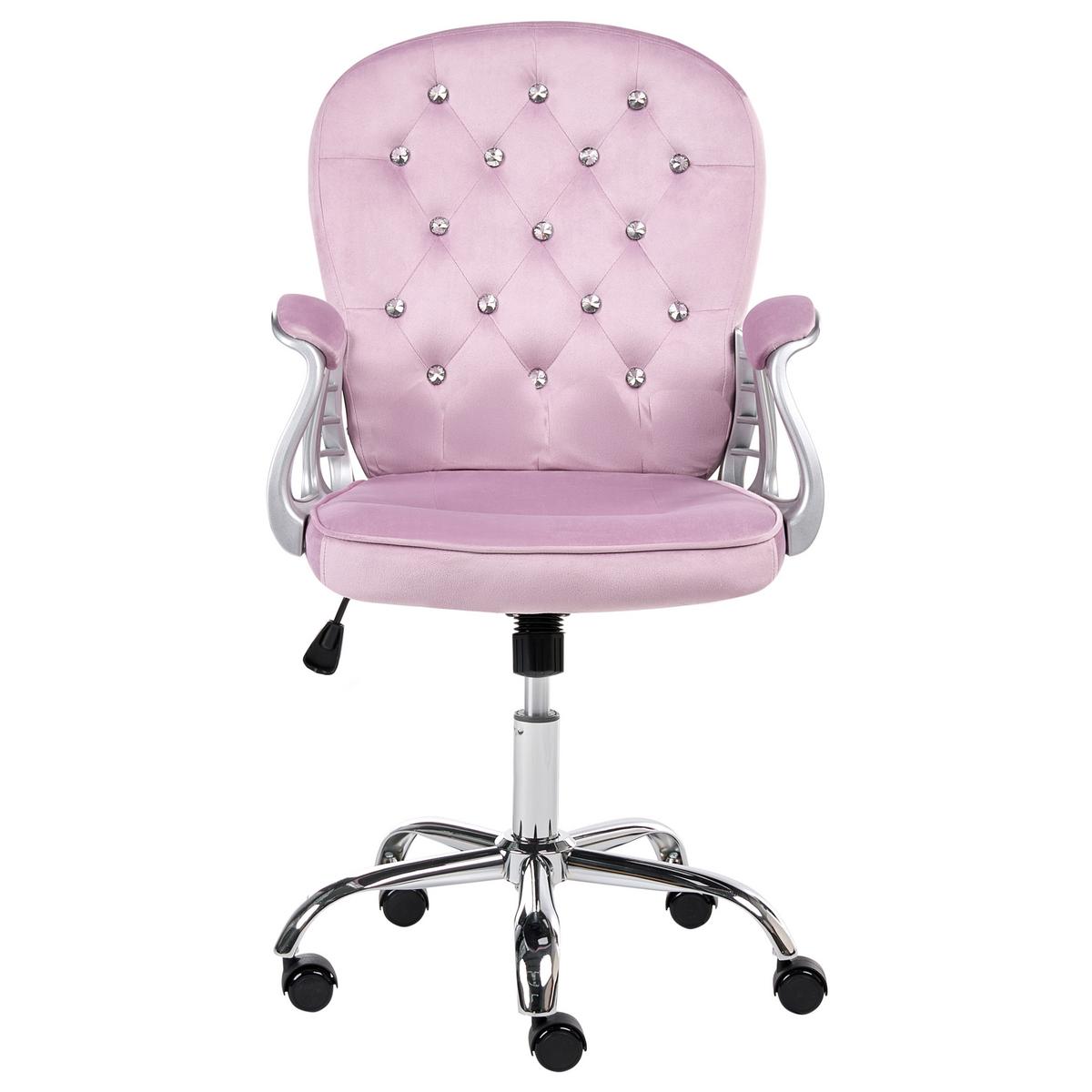 SCHREIBTISCHSTUHL Samtstoff Hellviolett Princess - Violett, Textil (58/93/58cm) - Beliani
