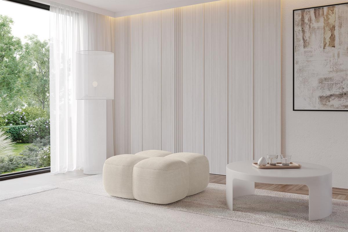 POUF Miko-Puf 90x90x45 cm Beige Cord Modular Sitzhocker - Schwarz/Grün, Holzwerkstoff/Kunststoff (90/43/90cm) - ALTDECOR