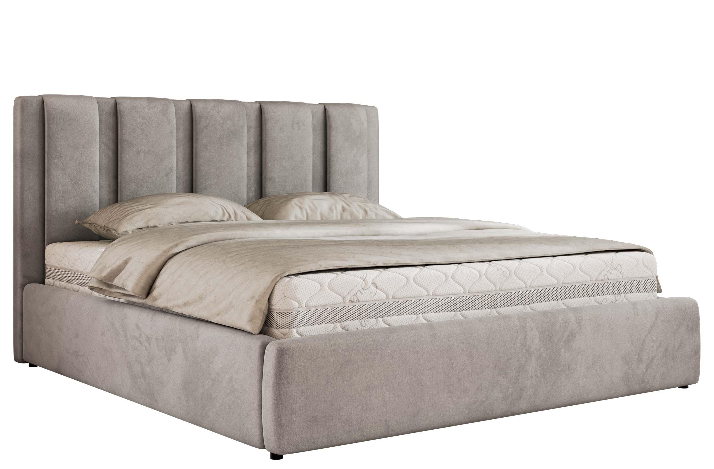 POLSTERBETT SAVINO CLASSIC 200/200 - Hellgrau Velvet - Multipocket-Matratze - Hellgrau, Textil (200/200cm) - MKS