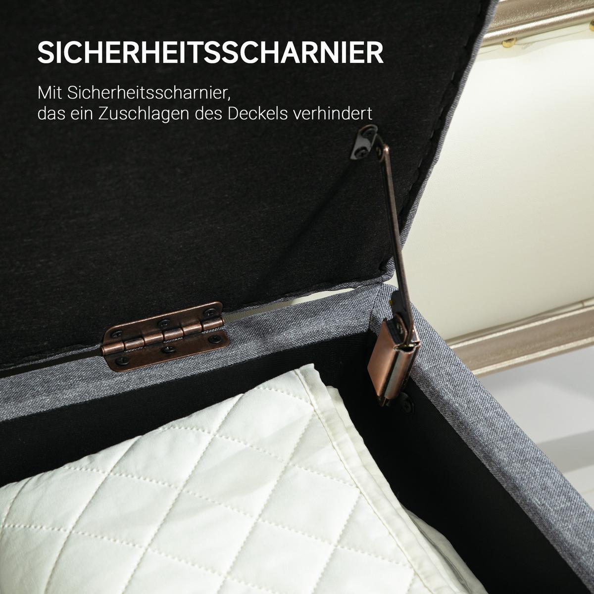 TRUHENBANK Polyester Holz Hellgrau - Hellgrau, Kunststoff (40/44/100cm) - HOMCOM