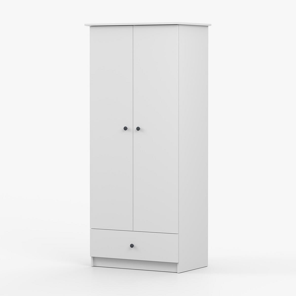 DREHTÜRENSCHRANK 85,5/193/53 cm 2-türig Olaf I Weiß + anthrazit Griffe - Anthrazit/Weiß, Holzwerkstoff/Metall (85.5/193/53cm) - imoebel24