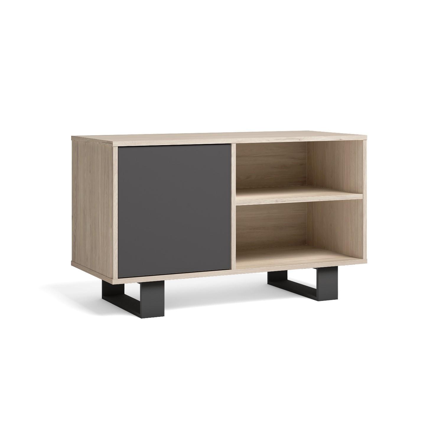 LOWBOARD, Eiche, Anthrazitgrau., 95/40/57cm - Eichefarben/Anthrazit, Holzwerkstoff (95/57/40cm) - Skraut Home