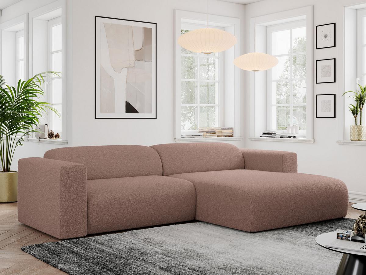 OFERTA WYCOFANA ECKSOFA PASADENA Rosa Bouclé Rechts Seite - Schwarz/Rosa, Kunststoff/Textil (288/180cm) - MKS